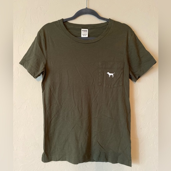 PINK Victorias Secret Green graphic tee top XS - Picture 1 of 5